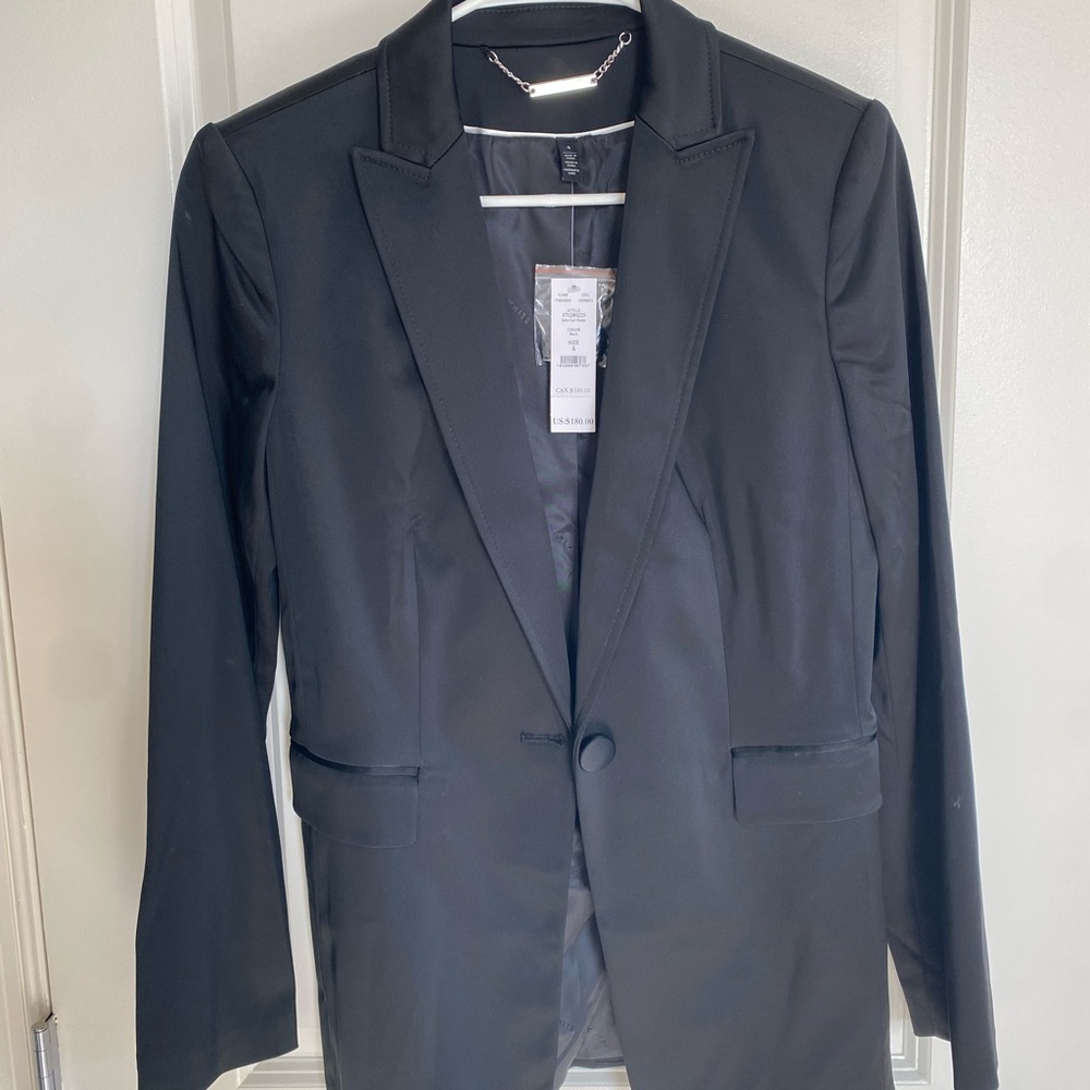 WHBM Elegant Black Satin Blazer